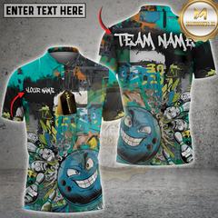 Maxcorners Graffiti Rage Bowling Jersey Multicolor Customized Name, Team Name 3D Shirts