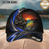 Maxcorners Fishing Skull Angler Blue Wave Personalized 3D Cap