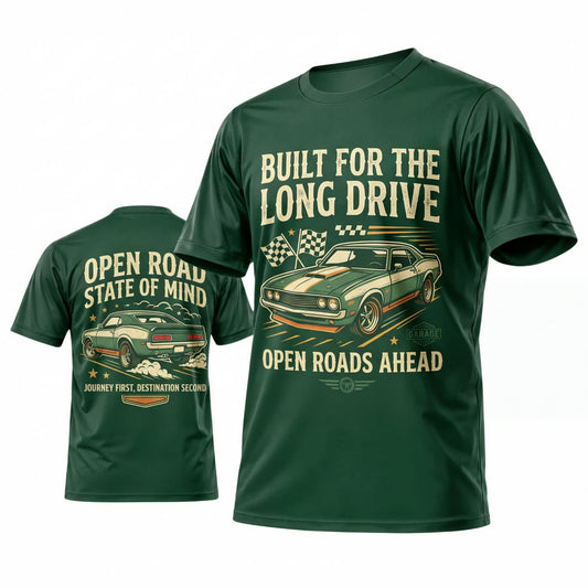 Maxcorners Personalized Car Classic Muscle Car 3D T-Shirt – Forest Green Built for the Long Drive Classic Car