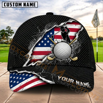 Maxcorners Golf USA Torn Flag Ball Personalized Name 3D Cap