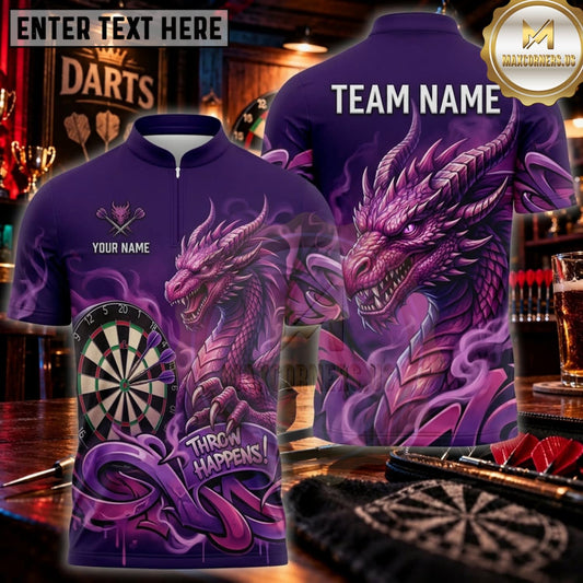 Maxcorners Darts Dark Purple Electric Dragon Personalized Name 3D Unisex Shirt
