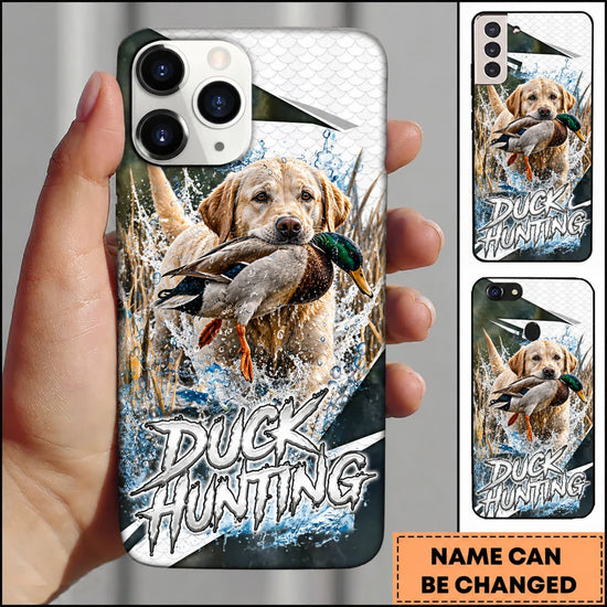 Maxcorners Duck Hunting German Shorthaired Pointer White Blue Water Splash Personalized Name 3D Phone Case - Deutsch Drahthaar
