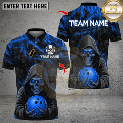 Maxcorners Flame Grim Reaper With Bowling Multicolor Customized Name, Team Name 3D Shirts