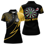 Maxcorners Men's Custom Darts Shirt - Yellow Panther With Dartboard & Arrow | Personalized Name LM2404