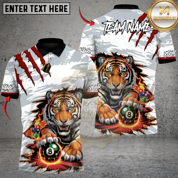 Maxcorners Tiger Dominion 8 Ball Billiards Personalized Name 3D Unisex Shirt