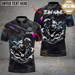 Maxcorners Billiard 8-Ball Pool Angry Shark Multicolor Personalized Name, Team Name 3D Unisex Shirt