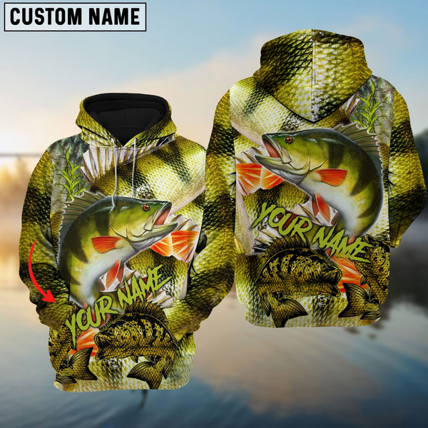 Maxcorners Yellow Perch Personalized Name 3D Hoodie