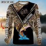 Maxcorners Largemouth Bass Fishing Camo Customize Name 3D Shirt