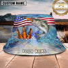 Maxcorners Fishing Beer American Flag Personalized Name 3D Bucket Hat (12 Fish Species)