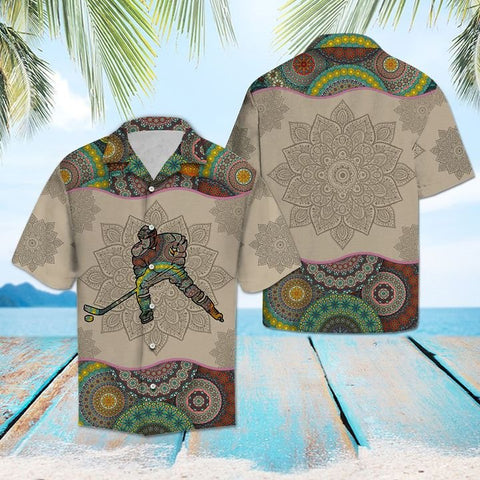 Maxcorners Hockey Mandala Hawaiian Shirt