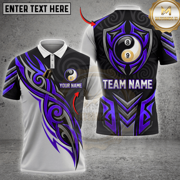 Maxcorners Yin Yang Eight Ball Shadow Tribal Pool Player Shirt Multicolor Customized Name, Team Name 3D Shirts