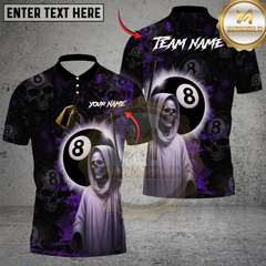 Maxcorners Skull & 8 Ball Custom Polo – Gothic Billiards Pool Team Shirt