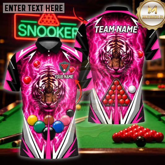 Maxcorners Pool Game Tops Tribal Pattern Billiards Multicolor Customized Name 3D Shirt