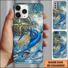 Maxcorner Marlin Fishing Compass Water Splash Personalized Name 3D Phone Case