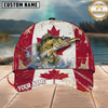 Maxcorners Fishing Canada Flag Personalized Name 3D Cap