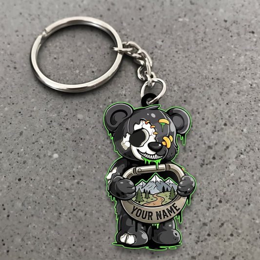 Maxcorners Hiking Cute Panda Mountain Adventure Customized Name 3D Keychain And Ornament