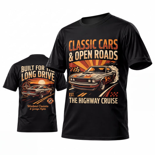 Maxcorners Personalized Car Classic Muscle Car 3D T-Shirt – Black Classic Cars and Open Roads Vintage Muscle Car