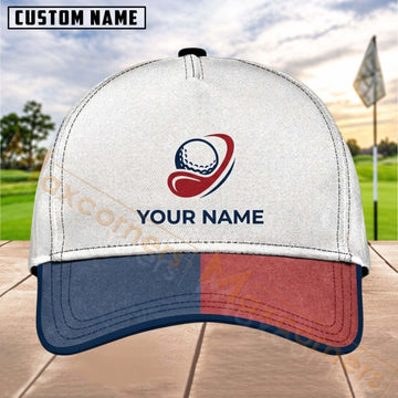 Maxcorners Golf Ball Swing Logo Split Brim Personalized Name 3D Cap (4 Colors)