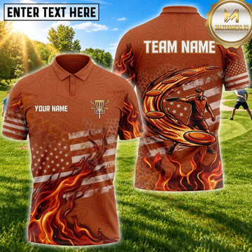 Maxcorners Disc Golf Retro Orange Flying Disc Personalized Name 3D Unisex Shirt
