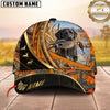 Maxcorners Dog Hunting And Duck Orange Camo Curved Stripe Marsh Hunting Scene Multiple Options Personalized Name 3D Cap
