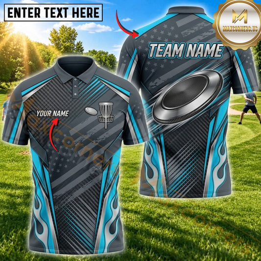 Maxcorners Disc Golf Flying Disc & Basket Graphic with Abstract Wave Pattern Multicolor Customized Name, Team Name 3D Shirts