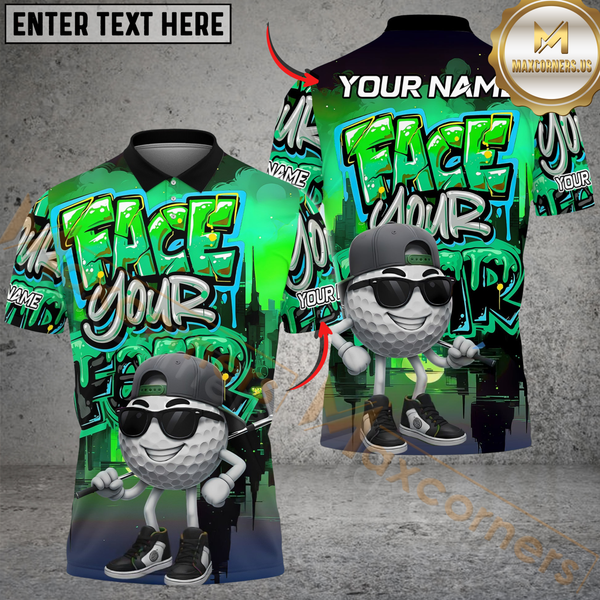 Maxcorners Face Your Fear Street Golf Polo Shirt, Customized Name & Team Name 3D Shirts (4 Colors)
