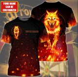 Maxcorners Dart Personalized 3D All Over Printed Fire Wolf Darts Shirt