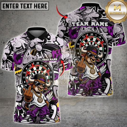 Maxcorners Dart Board Bull Mascot Gangster Chain Apparel Design Multicolor Customized Name, Team Name 3D Shirts