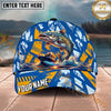 Maxcorners Fishing Ocean Boat Wave Personalized Name 3D Cap (12 Fish Species)