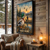 Maxcorners Moose Hunting Low Poly Mountain Personalized Canvas Wall Art