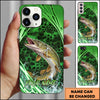 Maxcorners Fishing Green Honeycomb Splash Personalized Name Phone Case  (12 Fish Species)