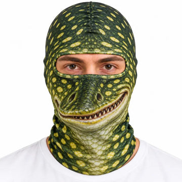 Maxcorners Green Alligator Crocodile Smiling Teeth Reptile Scales Camo Personalized 3D Balaclava Face Mask
