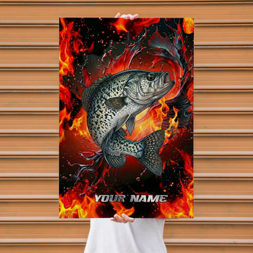 Maxcorners Crappie Fishing Flame Vortex Power Artwork Personalized Name 3D Poster