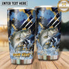 Maxcorners Fishing Tumbler Navy Gold Brush Splatter Design Personalized Name Tumbler (13 Species)