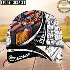 Maxcorners Hunting Deer USA Falg Camouflage Multicolor Personalized Name 3D Cap