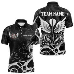 Maxcorners Personalized White Black Arrow Wings Dart Shirts For Men Team Darts Jerseys LM054