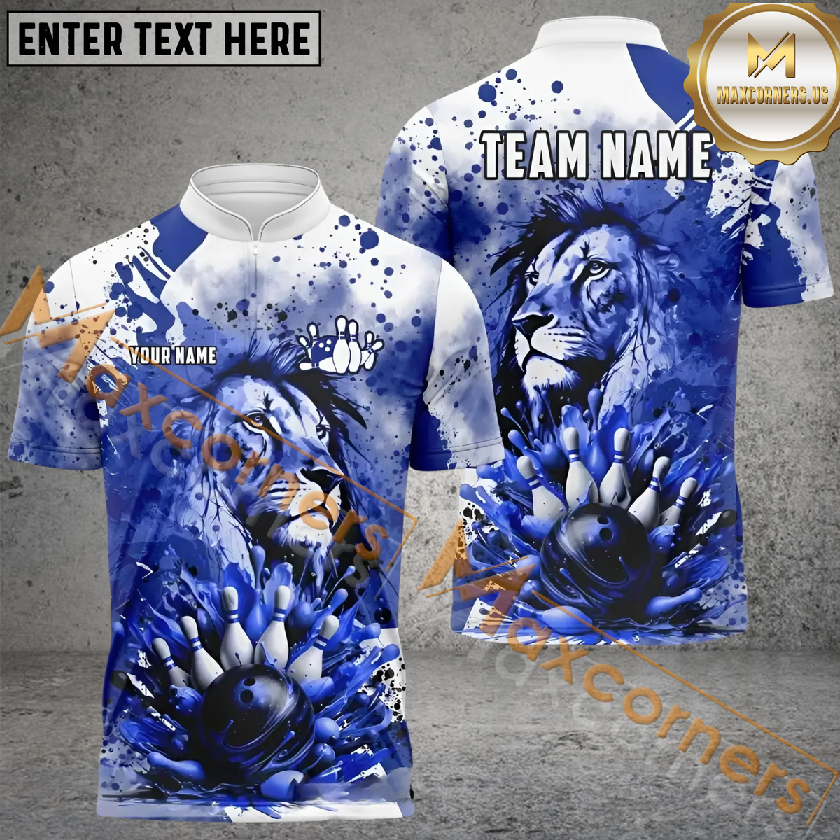 Maxcorners Lion Bowling Jersey Multicolor Option Customized Name, Team Name 3D Polo Shirt