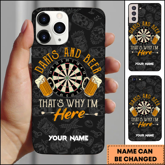 Maxcorners Darts And Beer That’s Why I’m Here Personalized Name 3D Phone Case