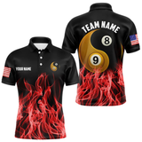 Maxcorners Red Flaming Ying And Yang 8 Ball & 9 Ball Billiard Shirts For Men Custom Pool Billiard Jerseys LM064