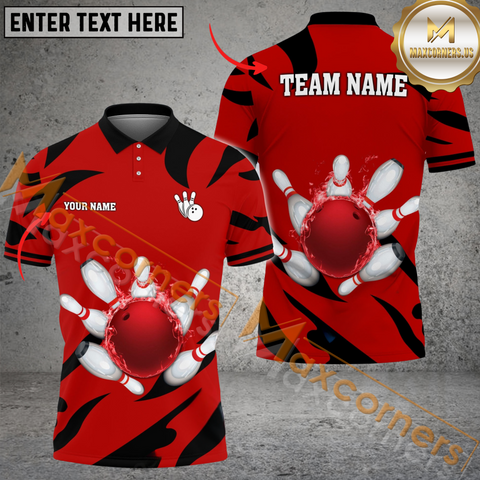 Maxcorners Light And Shadow Bowling Jersey Multicolor Option Customized Name, Team Name 3D Polo Shirt