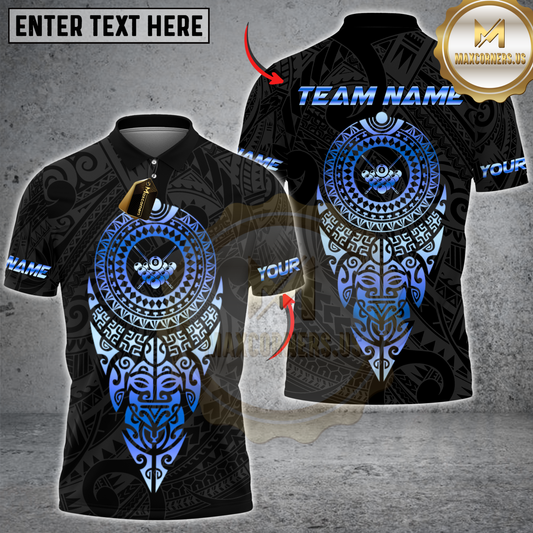 Maxcorners Billiard Sport Aztec Mandala Pattern Multicolor Customized Name, Team Name 3D Shirt