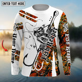 Maxcorners Fish Reaper Orange Muddy Camo Customize Name 3D Shirt