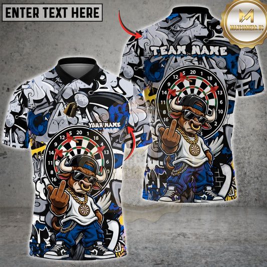 Maxcorners Dart Board Bull Mascot Gangster Chain Apparel Design Multicolor Customized Name, Team Name 3D Shirts
