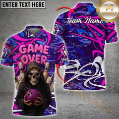Maxcorners Grim Reaper Game Over Bowling Jersey Multicolor Customized Name, Team Name 3D Shirts