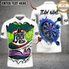 Maxcorners Darts Green Monster Rip Flaming Bullseye Multicolor Customized Name, Team Name 3D Shirts