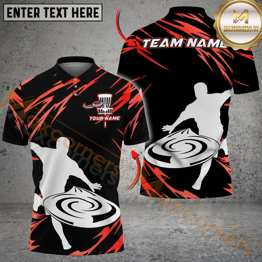 Maxcorners Disc Golf Power Throw Polo Personalized Name, Team Name 3D Shirt (4 Colors)