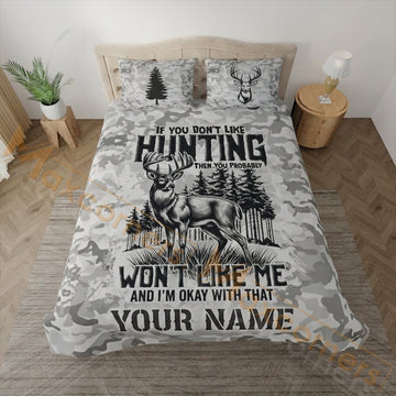 Maxcorners Hunting Deer Hunting Won't Like Me Rustic Design Bedding Set 3D Print Custom Name