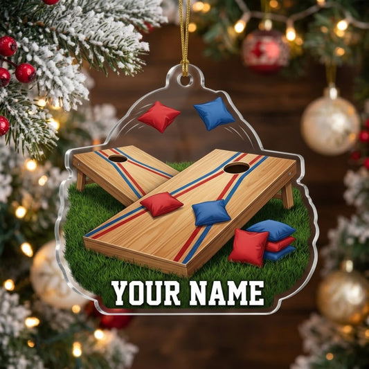 Maxcorners Cornhole Classic Wooden Board Colorful Bean Bags Customized Name 3D Keychain And Ornament