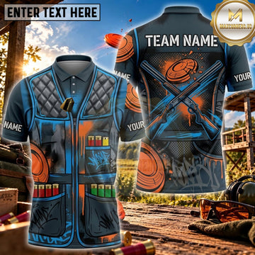 Maxcorners Clay Shooting Blue Graffiti Shotgun Target Vest Personalized Name 3D Unisex Shirt