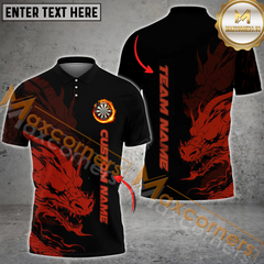 Maxcorners Darts Dragon Light Mutilcolor Options Personalized Name, Team Name 3D Polo Shirt